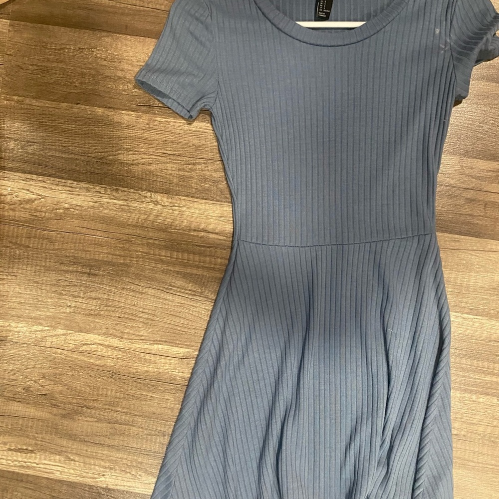 Forever 21 Slate Blue Ribbed Mini Dress